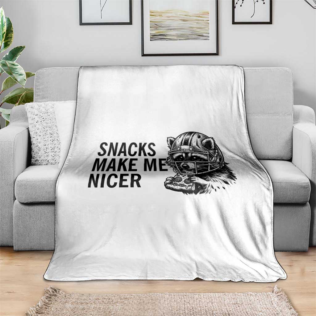 Funny Raccoon Eating Pizza Throw Blanket Snacks Make Me Nicer