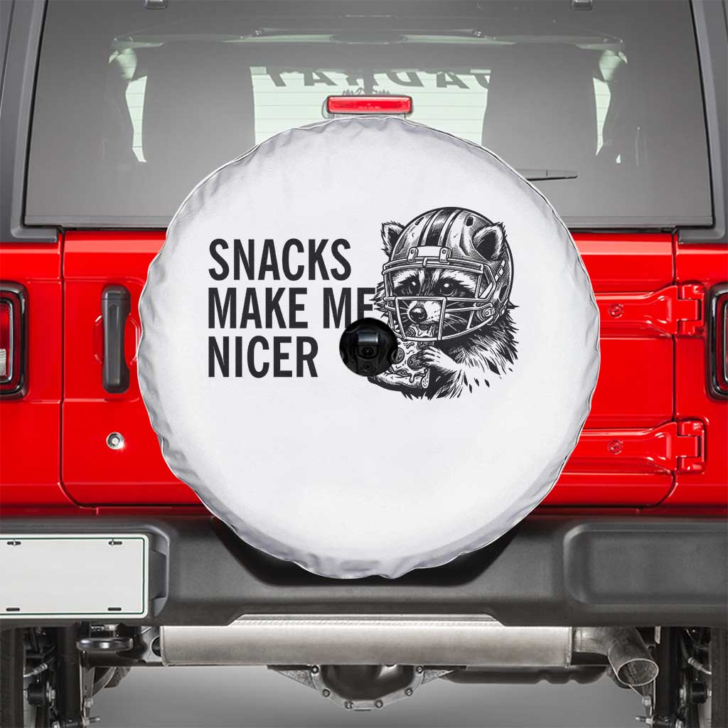 Funny Raccoon Eating Pizza Spare Tire Cover Snacks Make Me Nicer