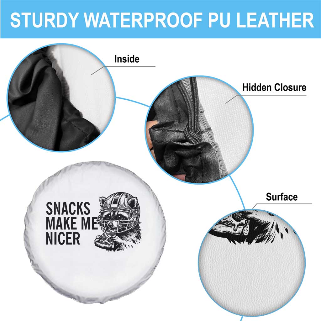 Funny Raccoon Eating Pizza Spare Tire Cover Snacks Make Me Nicer