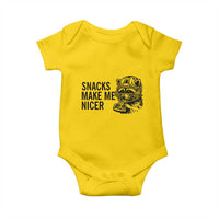 Funny Raccoon Eating Pizza Baby Onesie Snacks Make Me Nicer