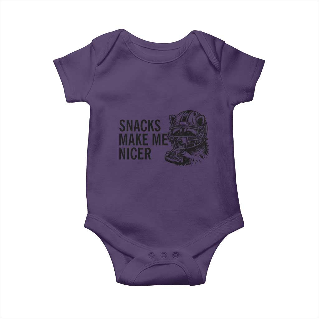 Funny Raccoon Eating Pizza Baby Onesie Snacks Make Me Nicer