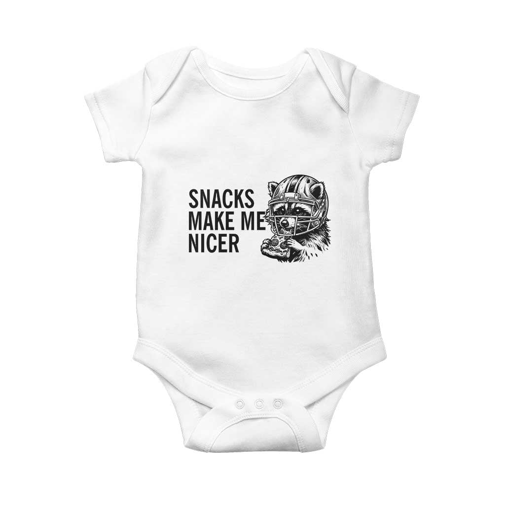 Funny Raccoon Eating Pizza Baby Onesie Snacks Make Me Nicer