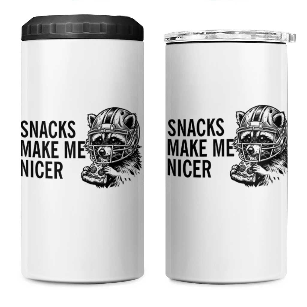 Funny Raccoon Eating Pizza 4 in 1 Can Cooler Tumbler Snacks Make Me Nicer
