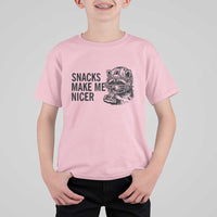 Funny Raccoon Eating Pizza T Shirt For Kid Snacks Make Me Nicer