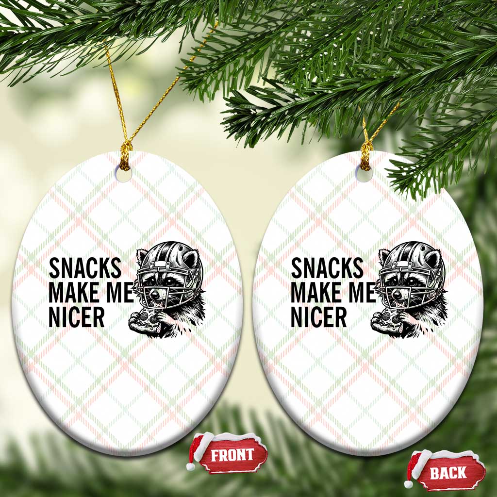 Funny Raccoon Eating Pizza Ceramic Ornament Snacks Make Me Nicer