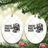 Funny Raccoon Eating Pizza Ceramic Ornament Snacks Make Me Nicer