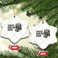 Funny Raccoon Eating Pizza Ceramic Ornament Snacks Make Me Nicer