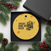 Funny Raccoon Eating Pizza Ceramic Ornament Snacks Make Me Nicer