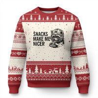 Funny Raccoon Eating Pizza Ugly Christmas Sweater Snacks Make Me Nicer
