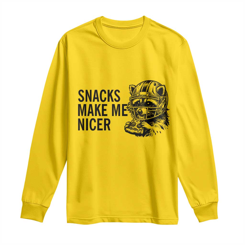 Funny Raccoon Eating Pizza Long Sleeve Shirt Snacks Make Me Nicer