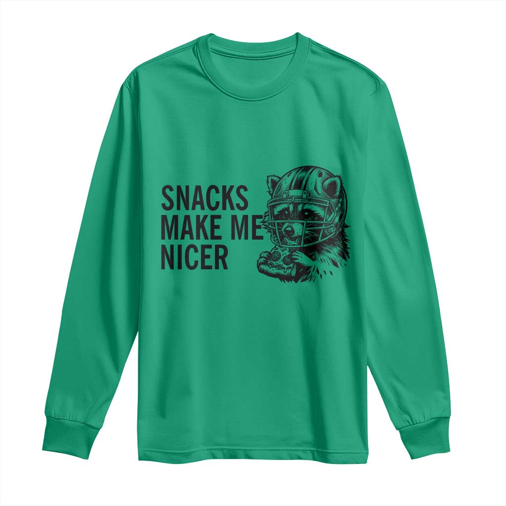Funny Raccoon Eating Pizza Long Sleeve Shirt Snacks Make Me Nicer