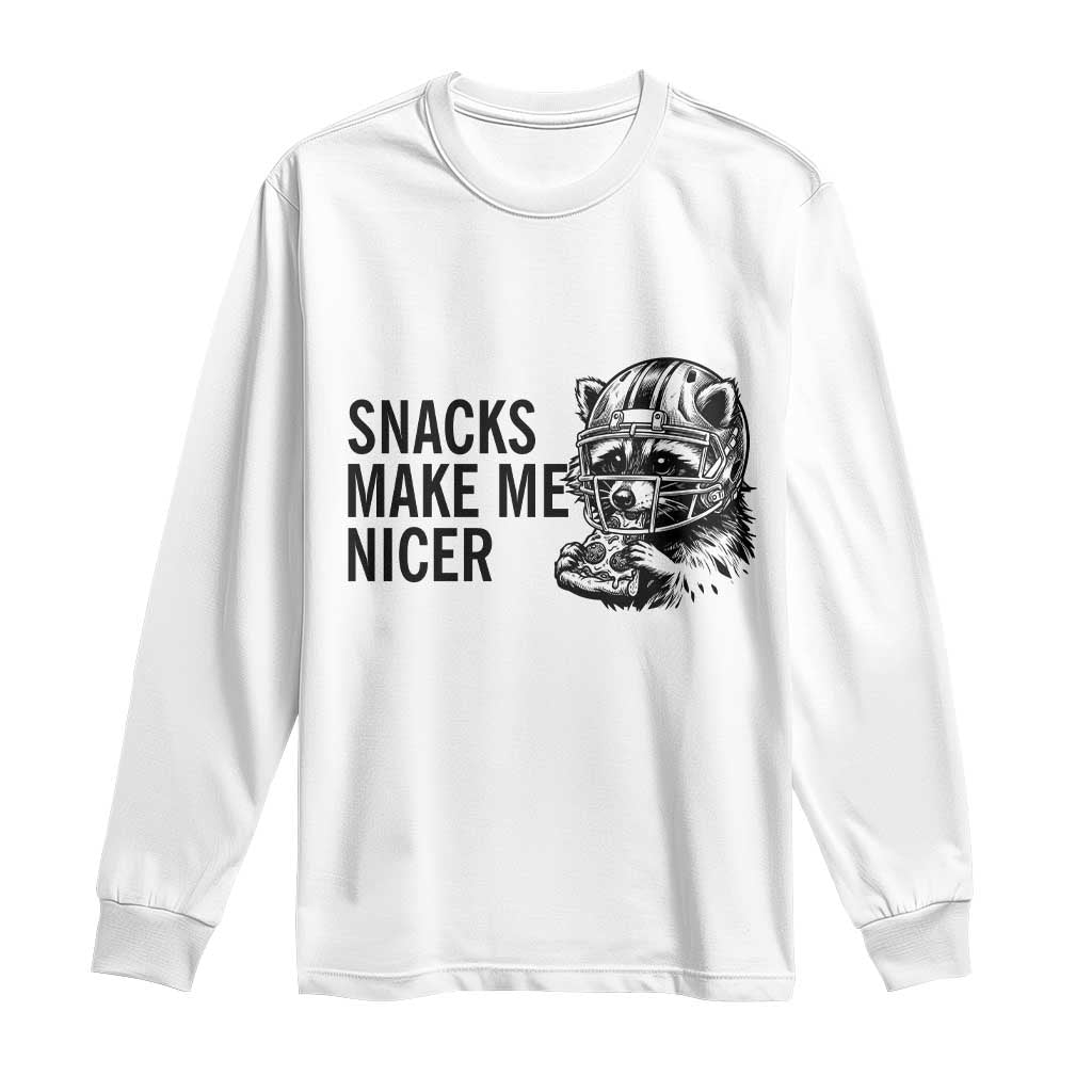 Funny Raccoon Eating Pizza Long Sleeve Shirt Snacks Make Me Nicer