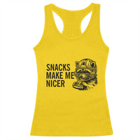 Funny Raccoon Eating Pizza Racerback Tank Top Snacks Make Me Nicer
