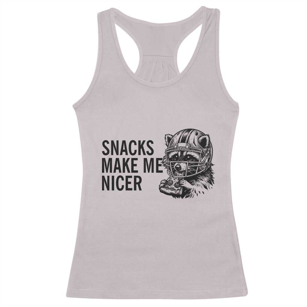 Funny Raccoon Eating Pizza Racerback Tank Top Snacks Make Me Nicer