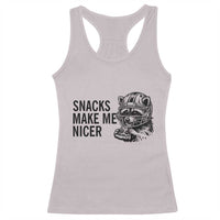 Funny Raccoon Eating Pizza Racerback Tank Top Snacks Make Me Nicer