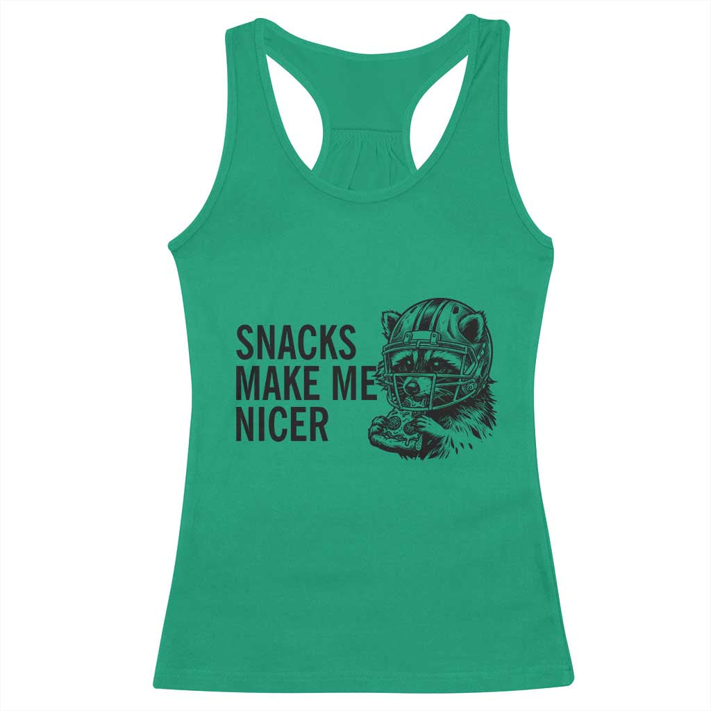 Funny Raccoon Eating Pizza Racerback Tank Top Snacks Make Me Nicer