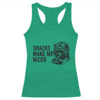 Funny Raccoon Eating Pizza Racerback Tank Top Snacks Make Me Nicer
