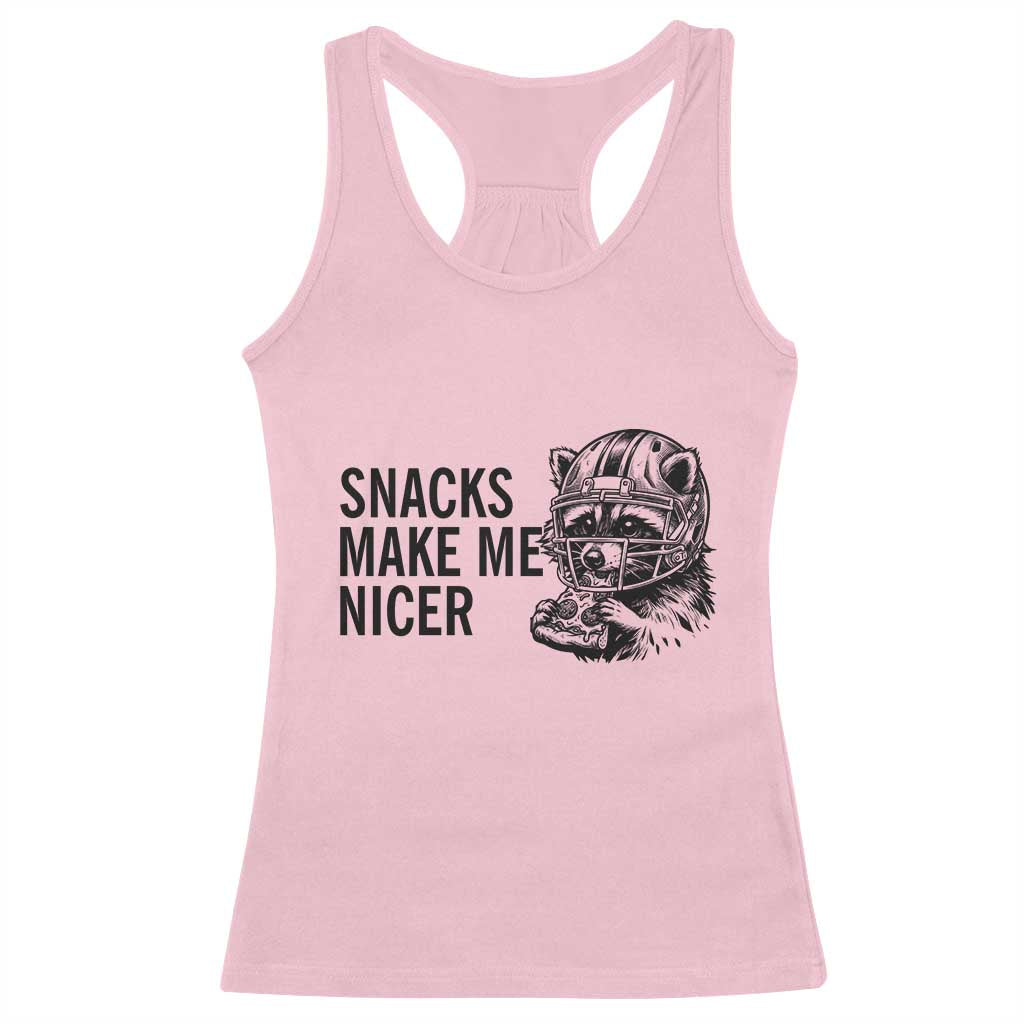 Funny Raccoon Eating Pizza Racerback Tank Top Snacks Make Me Nicer