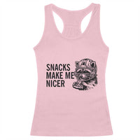 Funny Raccoon Eating Pizza Racerback Tank Top Snacks Make Me Nicer