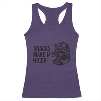 Funny Raccoon Eating Pizza Racerback Tank Top Snacks Make Me Nicer