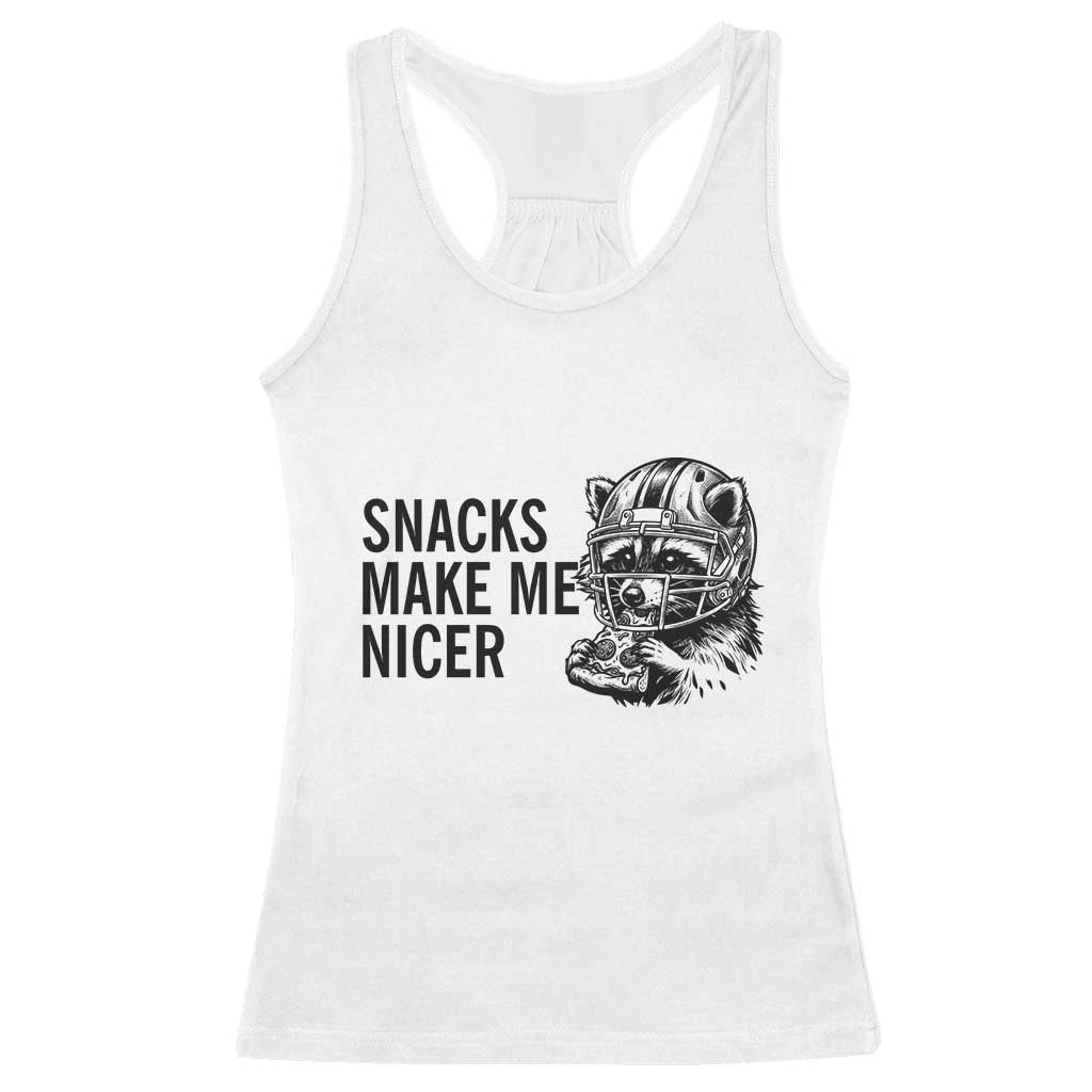 Funny Raccoon Eating Pizza Racerback Tank Top Snacks Make Me Nicer