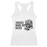 Funny Raccoon Eating Pizza Racerback Tank Top Snacks Make Me Nicer