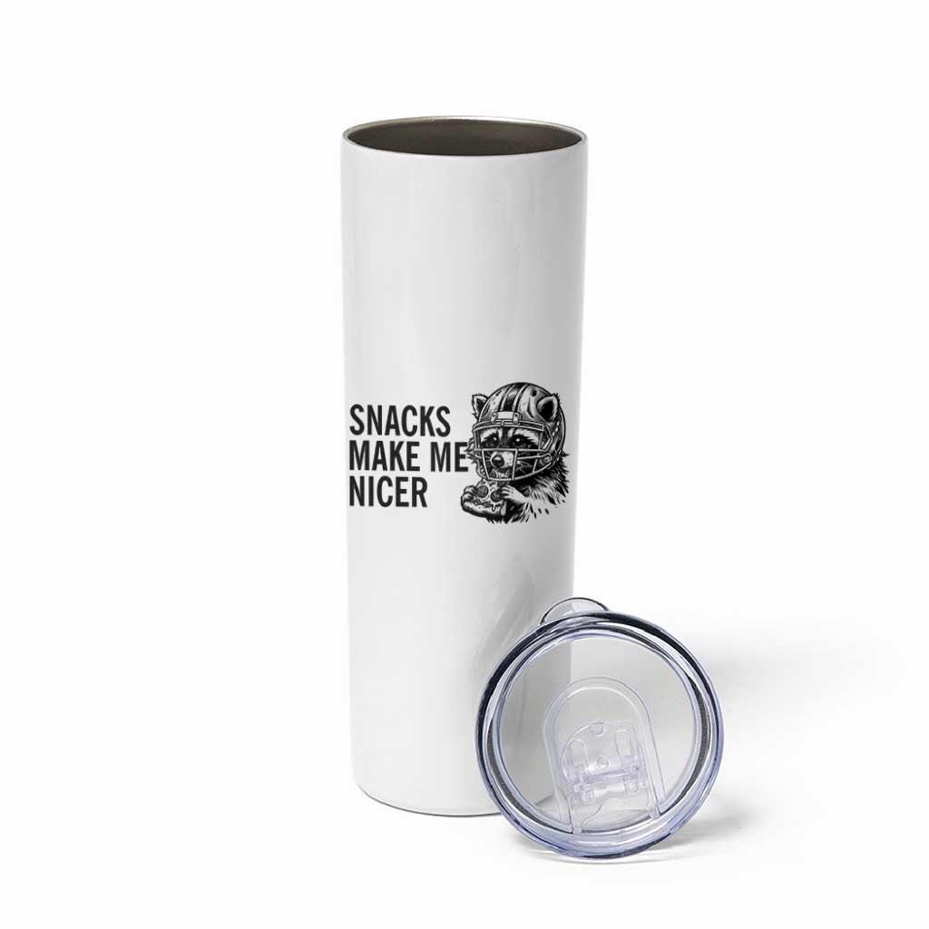 Funny Raccoon Eating Pizza Skinny Tumbler Snacks Make Me Nicer