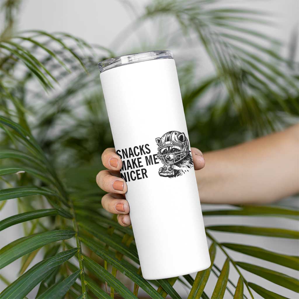 Funny Raccoon Eating Pizza Skinny Tumbler Snacks Make Me Nicer
