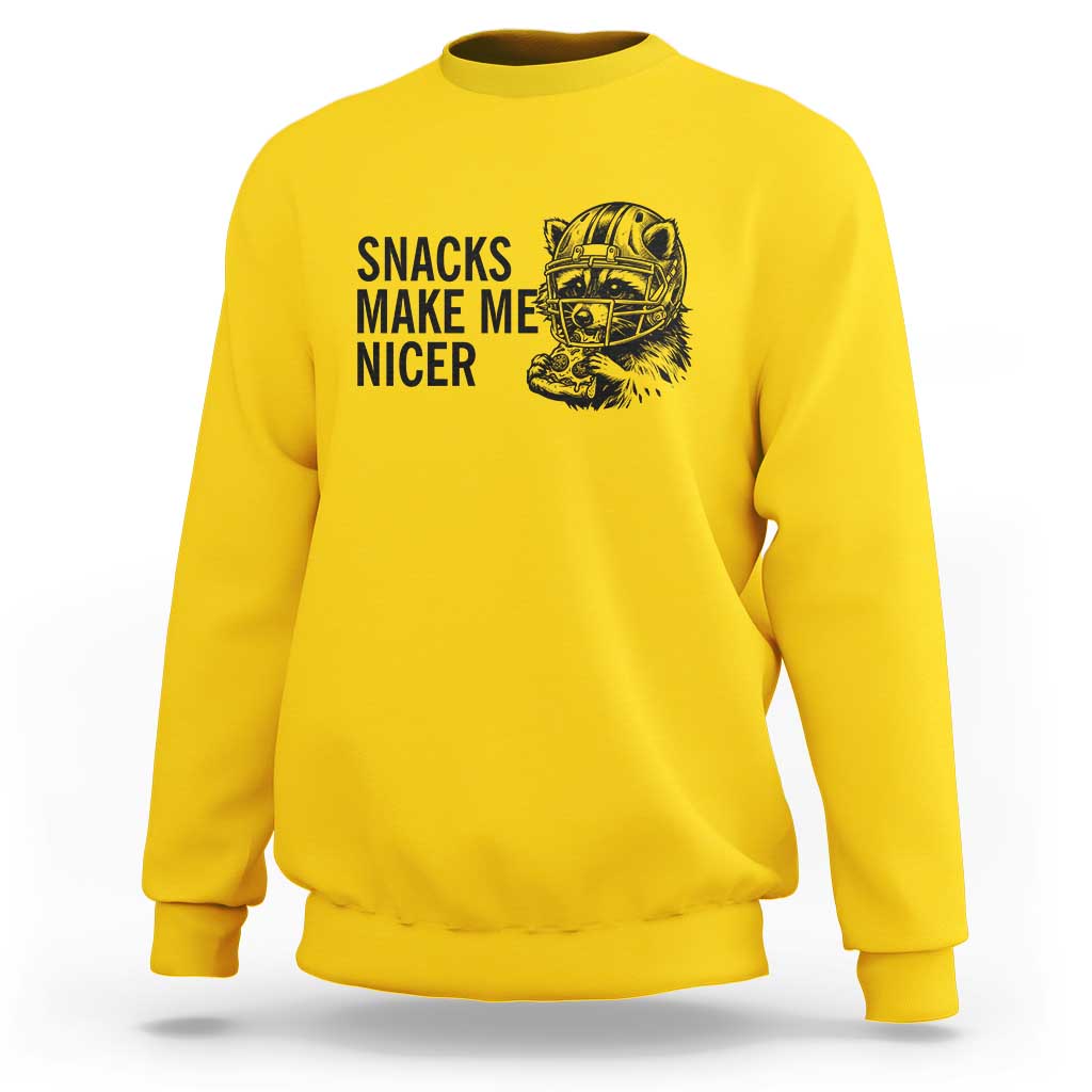Funny Raccoon Eating Pizza Sweatshirt Snacks Make Me Nicer