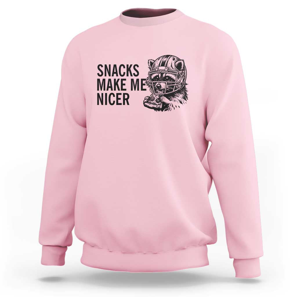 Funny Raccoon Eating Pizza Sweatshirt Snacks Make Me Nicer
