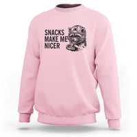 Funny Raccoon Eating Pizza Sweatshirt Snacks Make Me Nicer