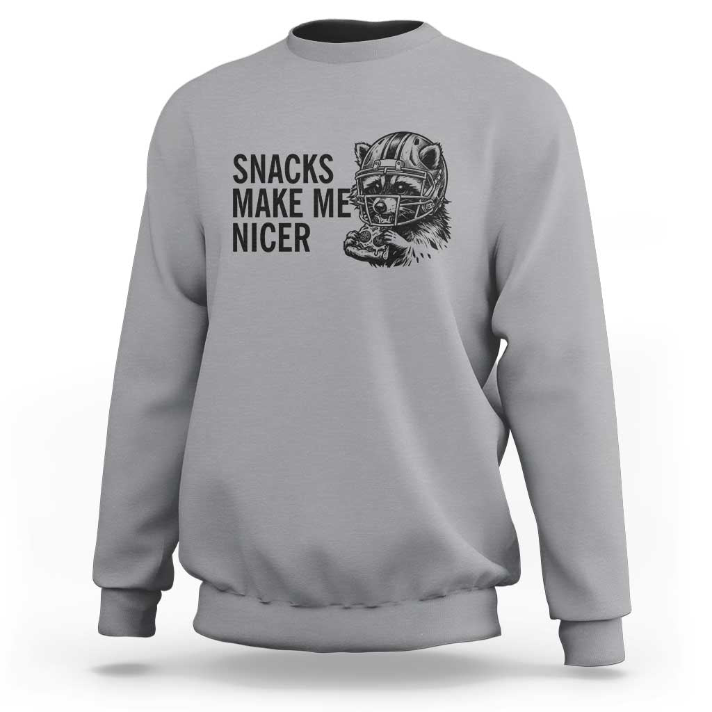 Funny Raccoon Eating Pizza Sweatshirt Snacks Make Me Nicer
