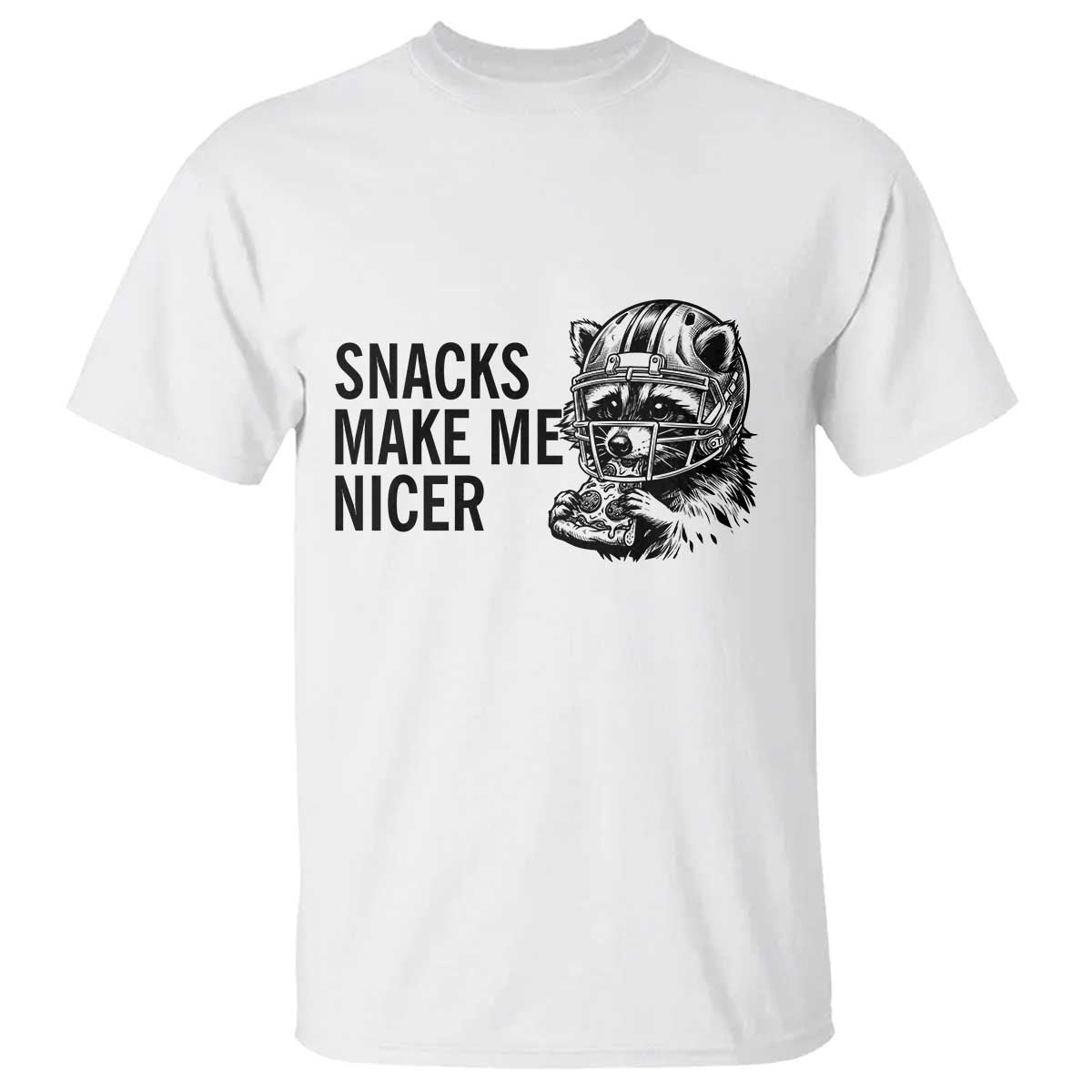 Funny Raccoon Eating Pizza T Shirt Snacks Make Me Nicer