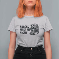 Funny Raccoon Eating Pizza T Shirt For Women Snacks Make Me Nicer