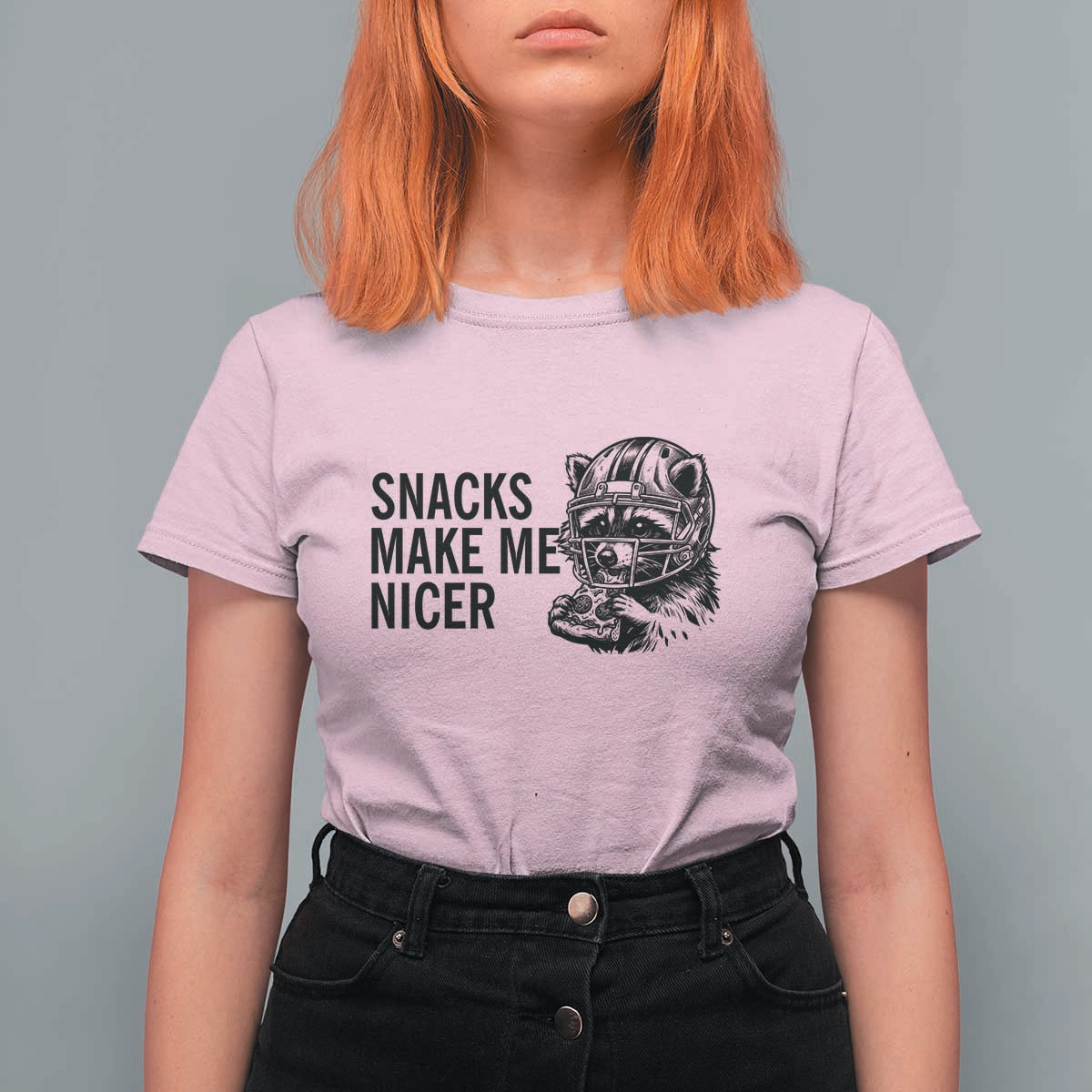 Funny Raccoon Eating Pizza T Shirt For Women Snacks Make Me Nicer