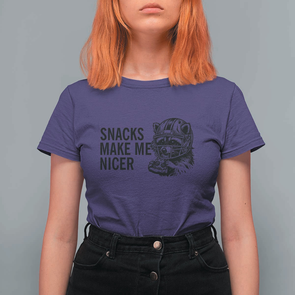Funny Raccoon Eating Pizza T Shirt For Women Snacks Make Me Nicer