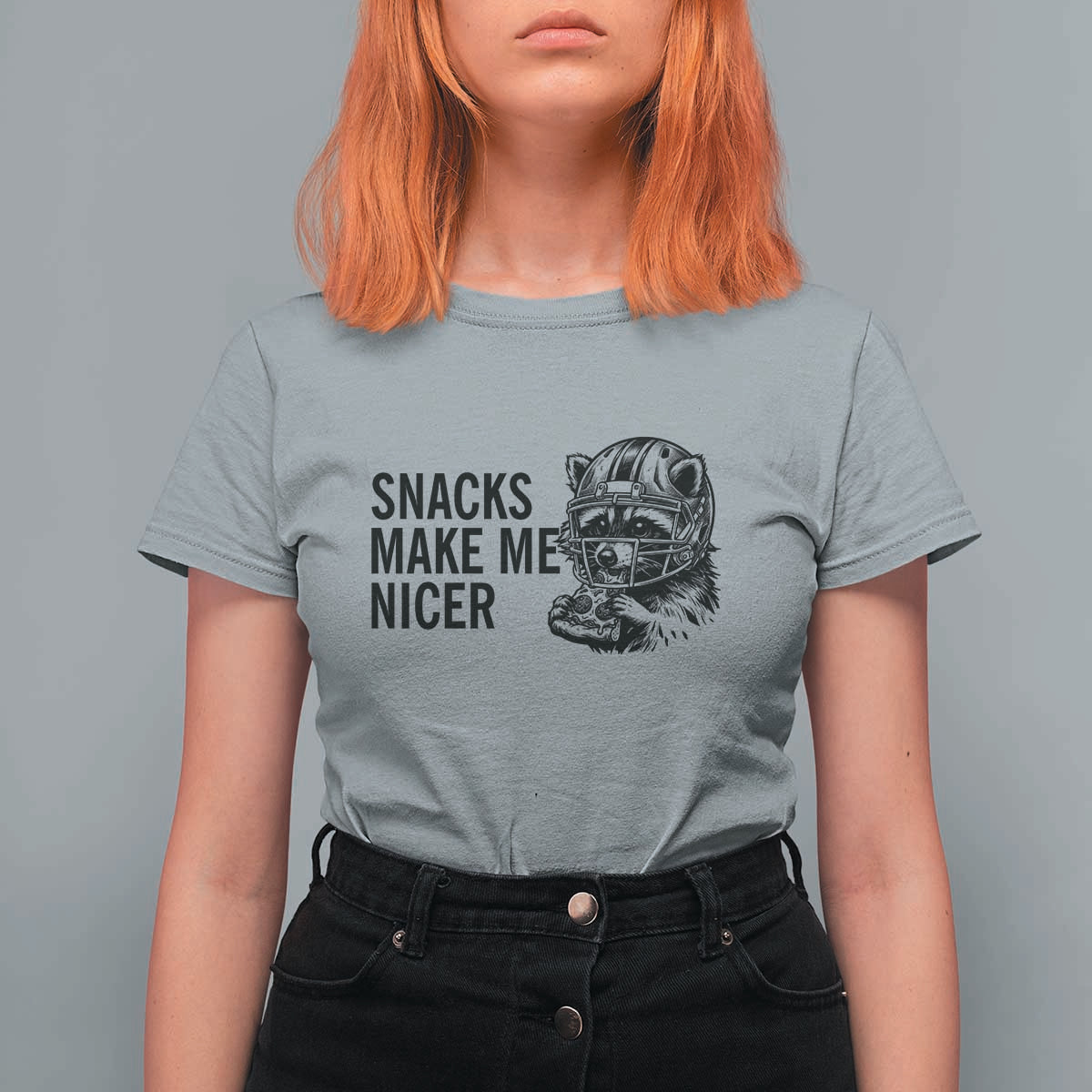 Funny Raccoon Eating Pizza T Shirt For Women Snacks Make Me Nicer