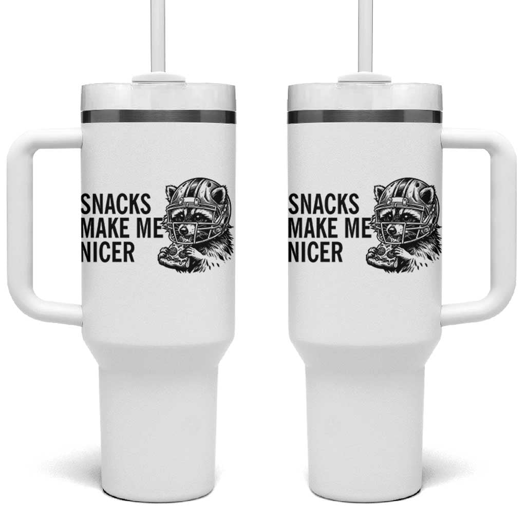 Funny Raccoon Eating Pizza Tumbler With Handle Snacks Make Me Nicer