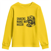 Funny Raccoon Eating Pizza Youth Sweatshirt Snacks Make Me Nicer