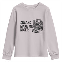 Funny Raccoon Eating Pizza Youth Sweatshirt Snacks Make Me Nicer