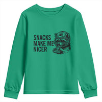 Funny Raccoon Eating Pizza Youth Sweatshirt Snacks Make Me Nicer