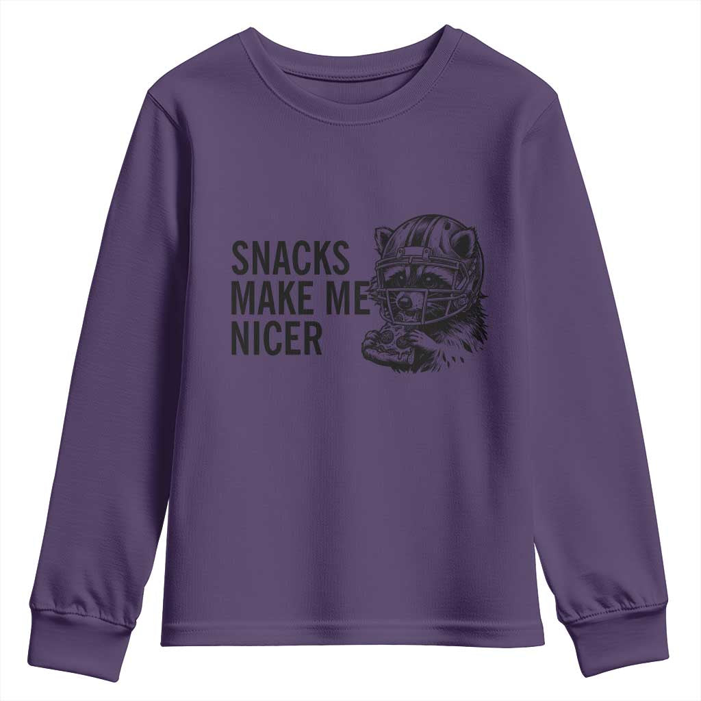 Funny Raccoon Eating Pizza Youth Sweatshirt Snacks Make Me Nicer