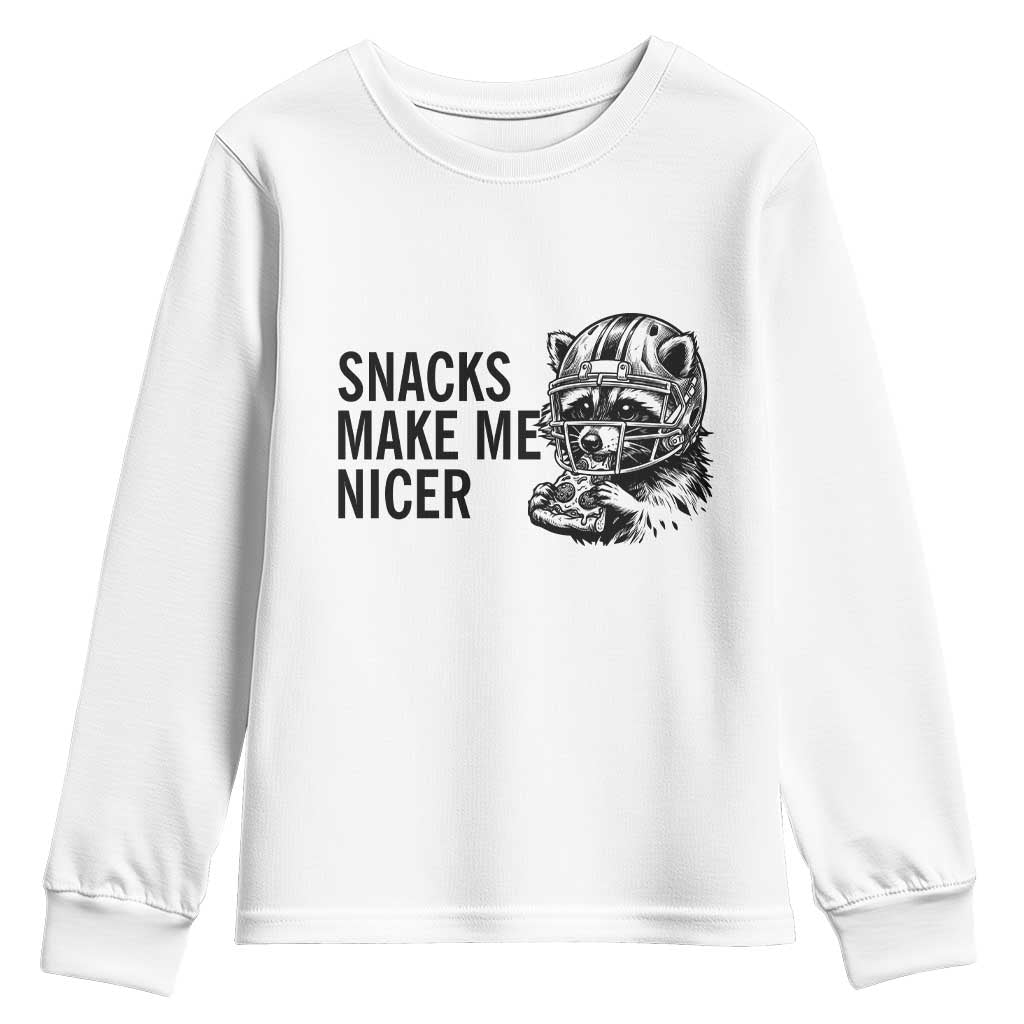 Funny Raccoon Eating Pizza Youth Sweatshirt Snacks Make Me Nicer