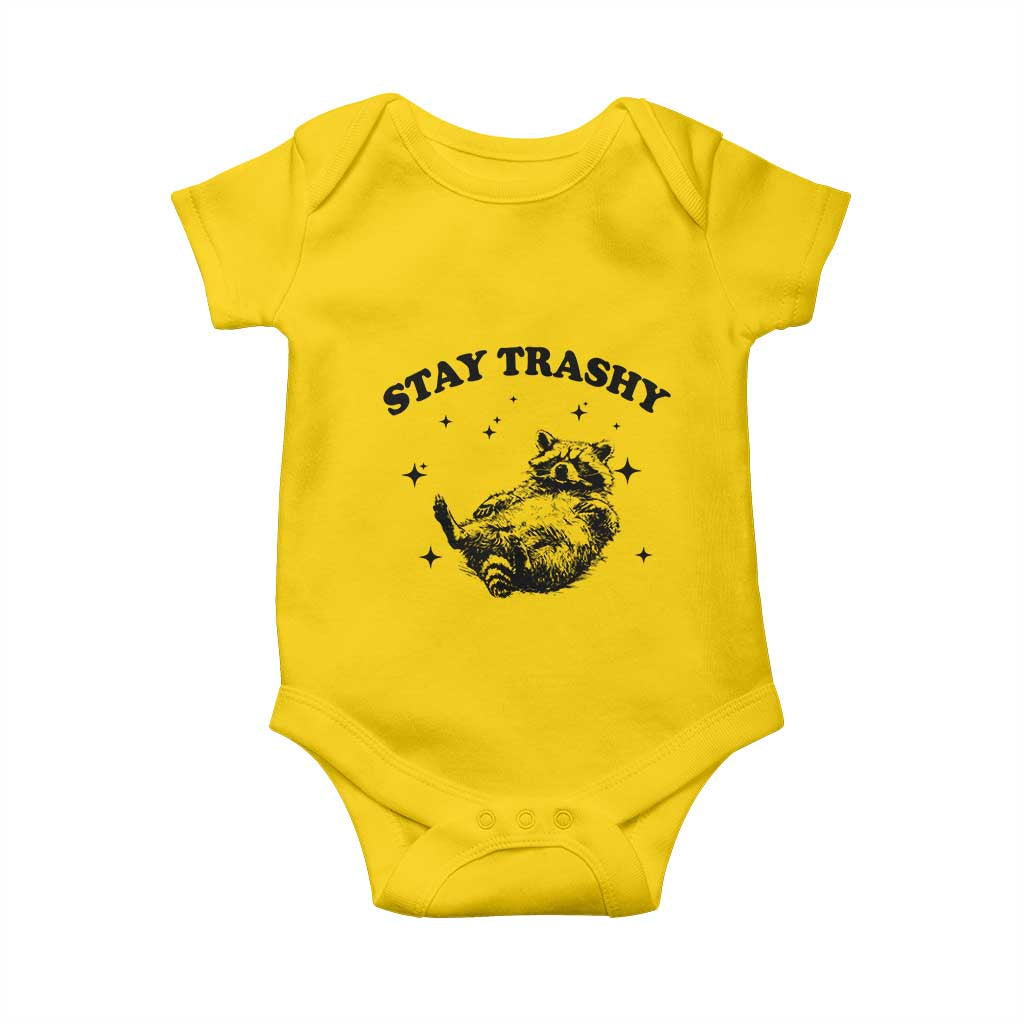 Funny Raccoon Meme Baby Onesie Stay Trashy