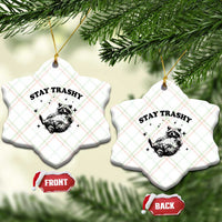 Funny Raccoon Meme Ceramic Ornament Stay Trashy