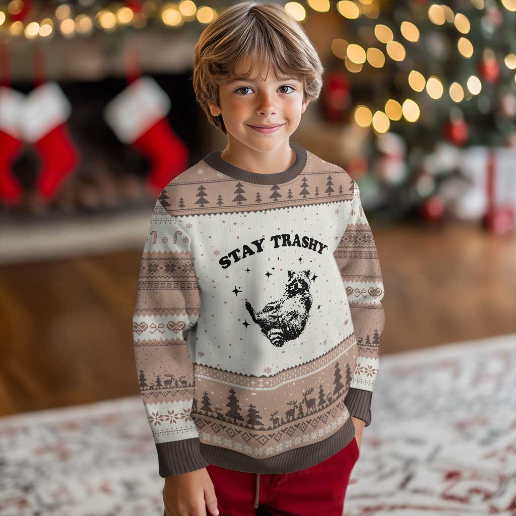 Funny Raccoon Meme Ugly Christmas Sweater Stay Trashy