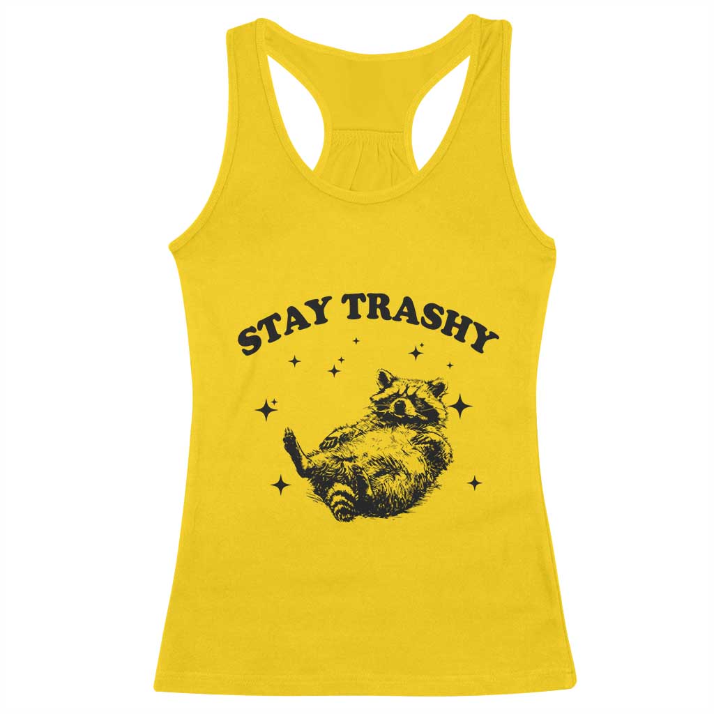 Funny Raccoon Meme Racerback Tank Top Stay Trashy