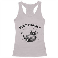 Funny Raccoon Meme Racerback Tank Top Stay Trashy