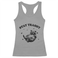 Funny Raccoon Meme Racerback Tank Top Stay Trashy