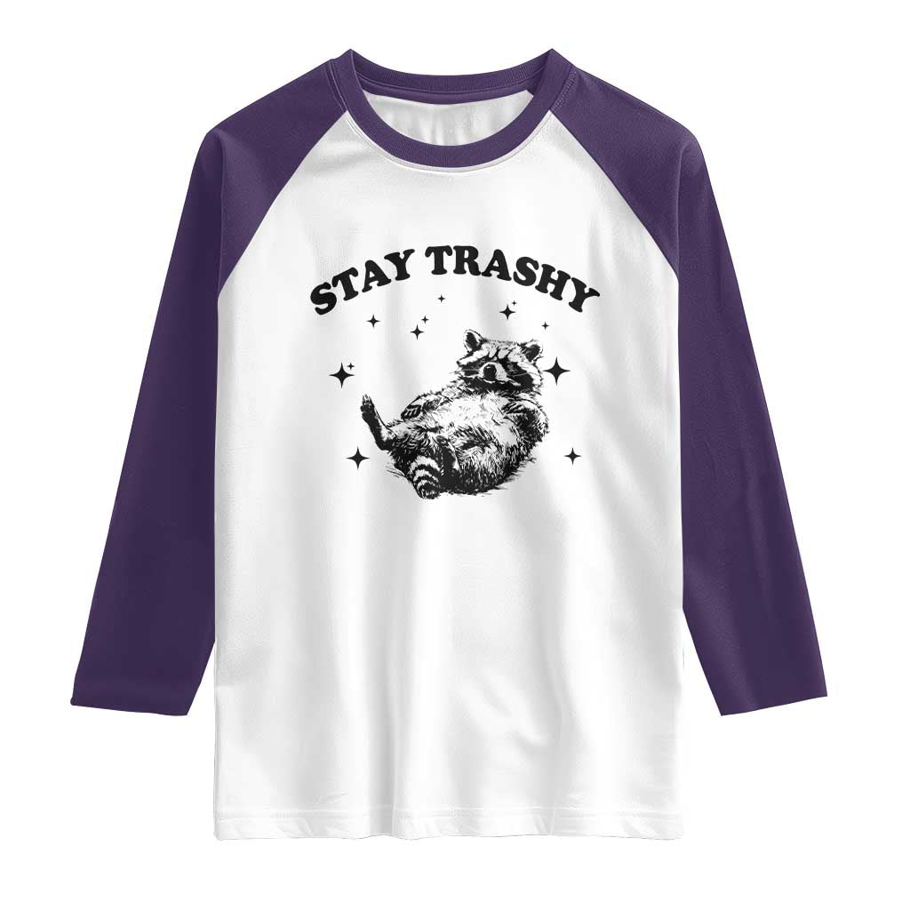 Funny Raccoon Meme Raglan Shirt Stay Trashy